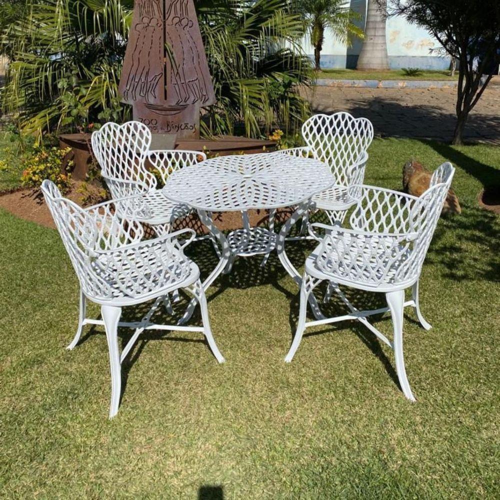 Conjunto 4 Cadeiras E Mesa Viena Bambu Em Alumínio Para Piscina Jardim Bege - 4