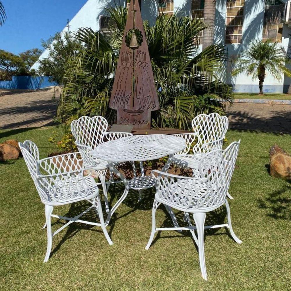 Conjunto 4 Cadeiras E Mesa Viena Bambu Em Alumínio Para Piscina Jardim Bege - 5