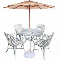 Conjunto 4 Cadeiras E Mesa Viena Bambu Em Alumínio Para Piscina Jardim Bege - 1