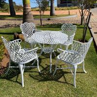 Conjunto 4 Cadeiras E Mesa Viena Bambu Em Alumínio Para Piscina Jardim Bege - 3