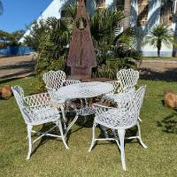 Conjunto 4 Cadeiras E Mesa Viena Bambu Em Alumínio Para Piscina Jardim Bege - 5