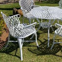 Conjunto 4 Cadeiras E Mesa Viena Bambu Em Alumínio Para Piscina Jardim Bege - 6