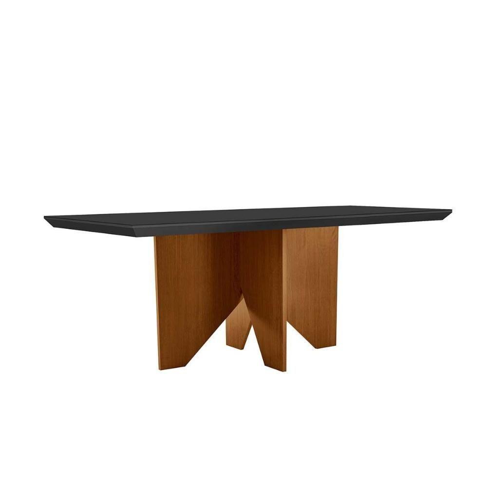 Mesa de Sala Jantar Nevada c/Tampo Madeirado Canto Reto 120x80cm Imbuia/Off White - Rufato - 2