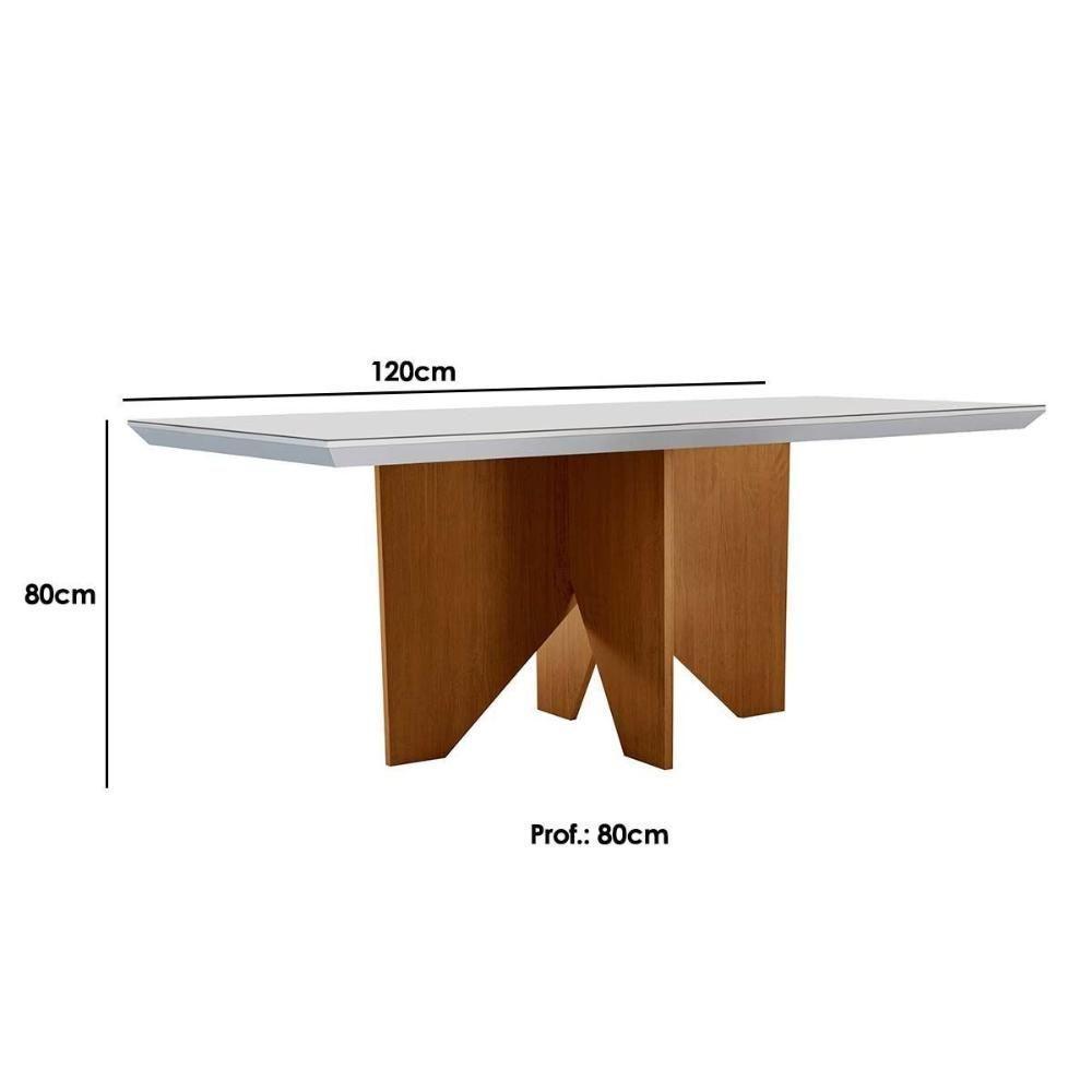 Mesa de Sala Jantar Nevada c/Tampo Madeirado Canto Reto 120x80cm Imbuia/Off White - Rufato - 5