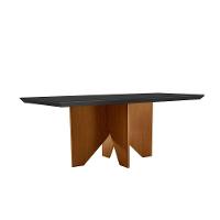 Mesa de Sala Jantar Nevada c/Tampo Madeirado Canto Reto 120x80cm Imbuia/Off White - Rufato - 2