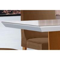 Mesa de Sala Jantar Nevada c/Tampo Madeirado Canto Reto 120x80cm Imbuia/Off White - Rufato