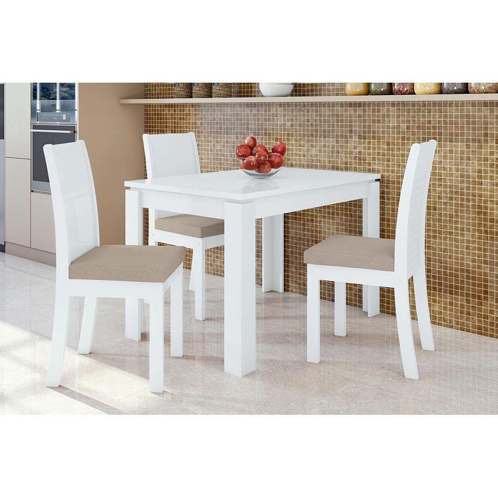 Mesa de Sala Jantar Athenas c/Tampo Madeirado 120x80cm Amendoa Clean - Lopas - 3