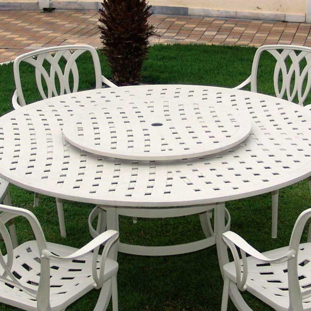 Conjunto De Jardim Com Mesa Giratória 6 Cadeiras Piscina Fênix + Ombrelone Bege - 2