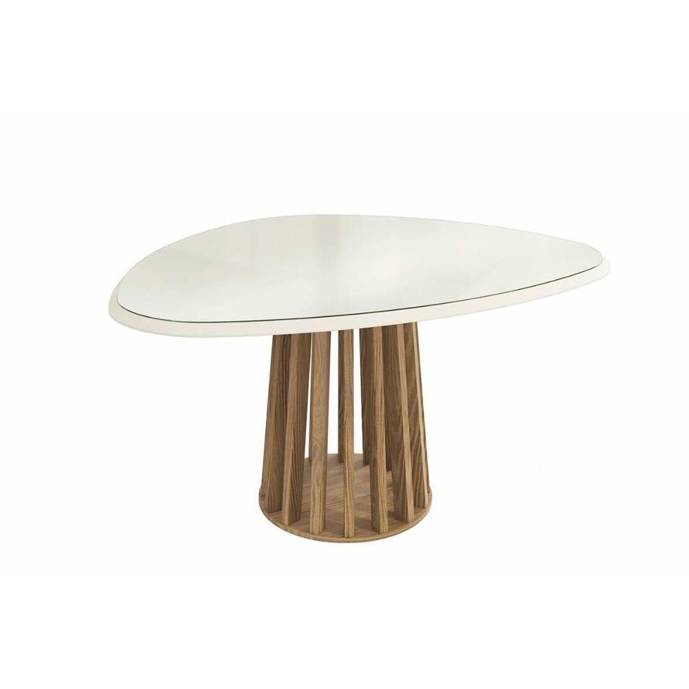 Mesa de Sala Jantar Lavanda + Tampo Madeirado c/ Vidro 135x105cm Nogueira/Off White - Kappesberg - 1