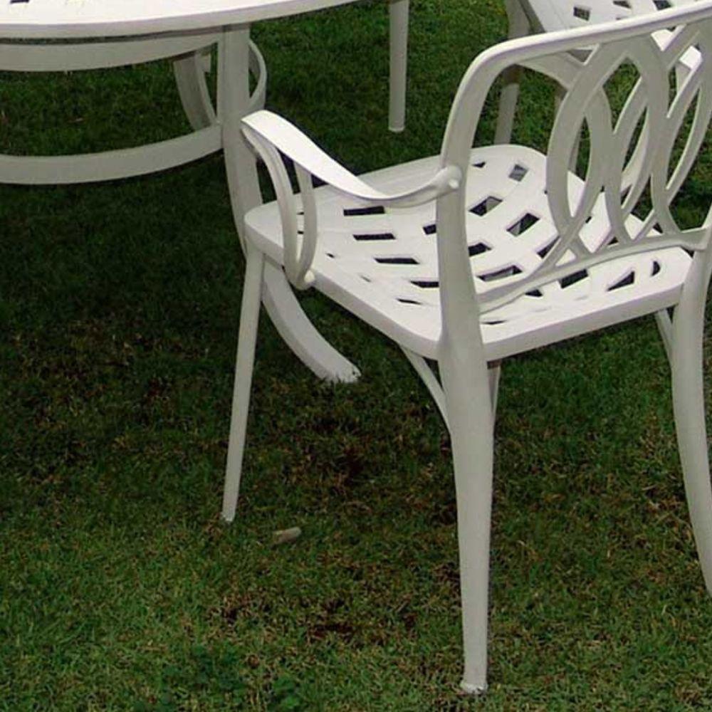 Conjunto De Jardim Mesa Giratória 6 Cadeiras, Ombrelone E Espreguiçadeira Piscina Branco - 3