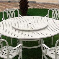 Conjunto De Jardim Mesa Giratória 6 Cadeiras, Ombrelone E Espreguiçadeira Piscina Branco - 2