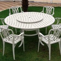 Conjunto De Jardim Mesa Giratória 6 Cadeiras, Ombrelone E Espreguiçadeira Piscina Branco - 6