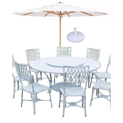 Conjunto Mesa Giratoria 8 Cadeiras Aluminio Piscina Jardim Branco