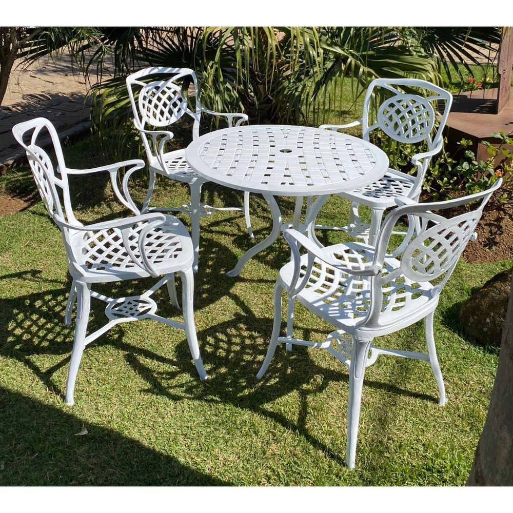 Conjunto De Jardim Com Mesa, 4 Cadeiras Havana E Ombrelone Piscina Bege - 2