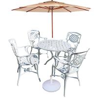 Conjunto De Jardim Com Mesa, 4 Cadeiras Havana E Ombrelone Piscina Bege - 1