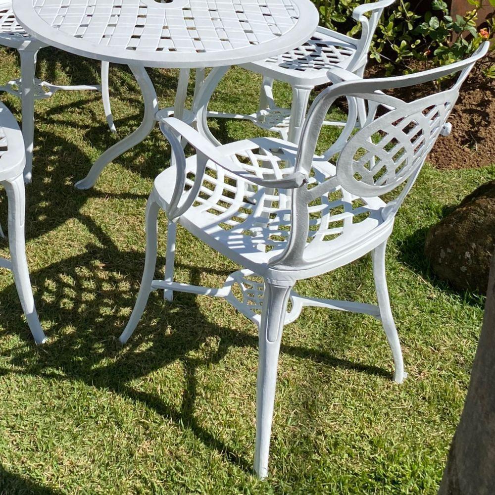 Conjunto De Jardim Com Mesa, 4 Cadeiras Havana E Ombrelone Piscina Branco - 3