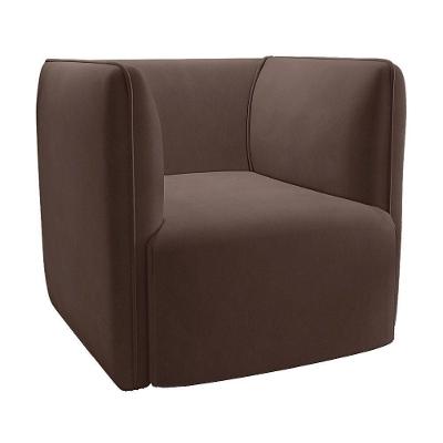 Poltrona Laguna Veludo Marrom Pés Plástico Preto - D'rossi