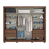 Guarda Roupa Casal 2 Portas de Correr e 4 Gavetas c/ Espelho Palace Rústico/Off White - Henn - 5