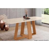 Mesa de Sala Jantar Lins SC96 c/Tampo Madeirado Vidro Curvo 200x90cm Nature/Off White - Henn - 2