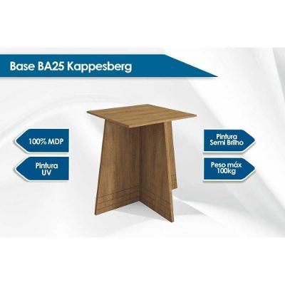 Mesa de Sala Jantar Lótus + Tampo Madeirado c/ Vidro 135x105cm Freijó/Off White - Kappesberg