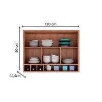 Armário de Cozinha Modulado Syrah Nicho Garrefeiro c/ 2 Portas Basculante 1c/Vidro Reflecta120cm Amendoa/Branco - Ronipa