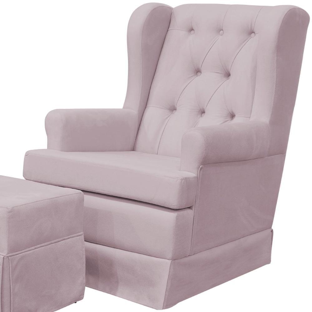 Poltrona E Puff Helena P02 Capitonê Suede Rosê - 4