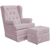 Poltrona E Puff Helena P02 Capitonê Suede Rosê - 1