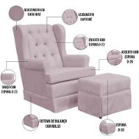 Poltrona E Puff Helena P02 Capitonê Suede Rosê - 3