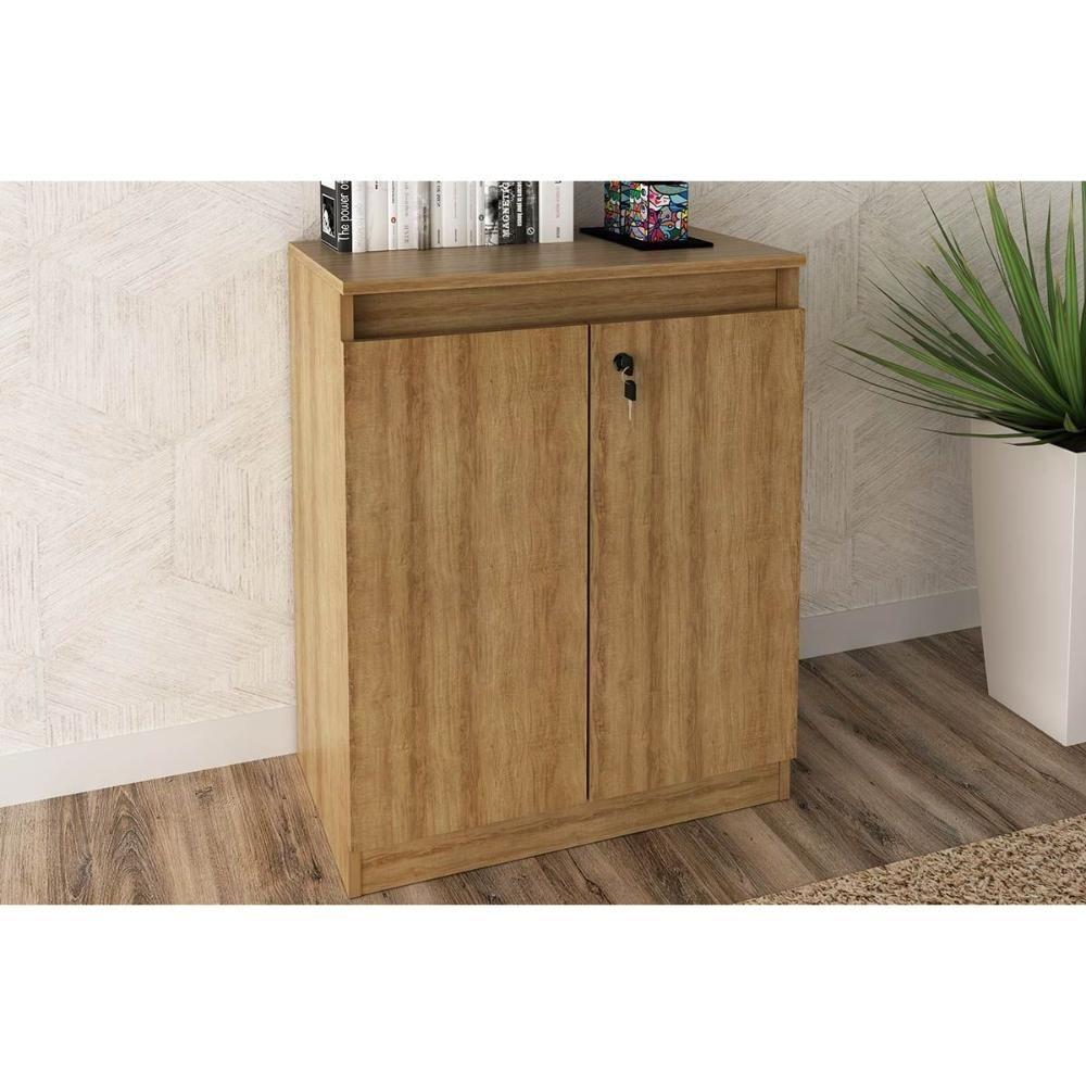 Balcão de Escritório ME4149 c/ 2 Portas c/ Chave Amêndoa - Tecno Mobili - 1