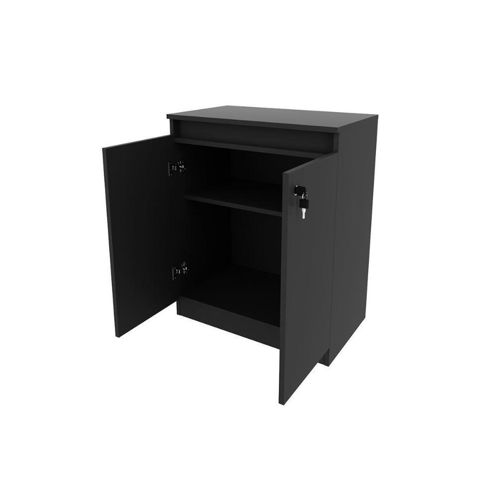 Balcão de Escritório ME4149 c/ 2 Portas c/ Chave Amêndoa - Tecno Mobili - 4