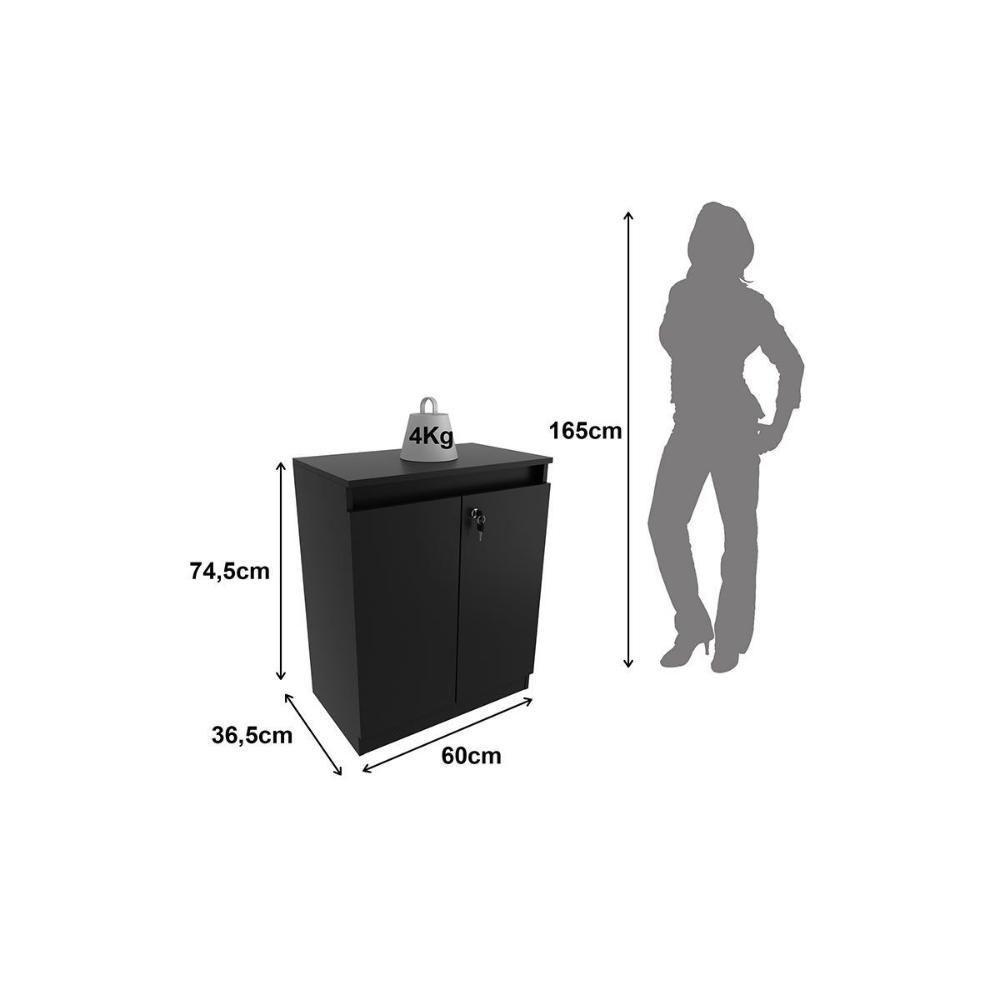 Balcão de Escritório ME4149 c/ 2 Portas c/ Chave Amêndoa - Tecno Mobili - 6