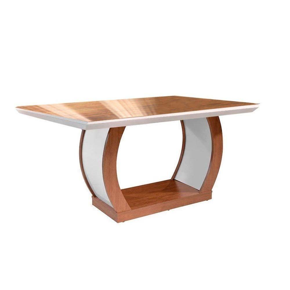 Mesa de Sala Jantar Jade c/Tampo Madeirado Vidro Canto Reto 180x90cm Imbuia/Grafite - Rufato - 5