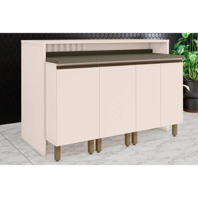 Bancada Ilha Cozinha Balcão Gourmet Connect c/ 4 Portas 145cm Off White - Henn