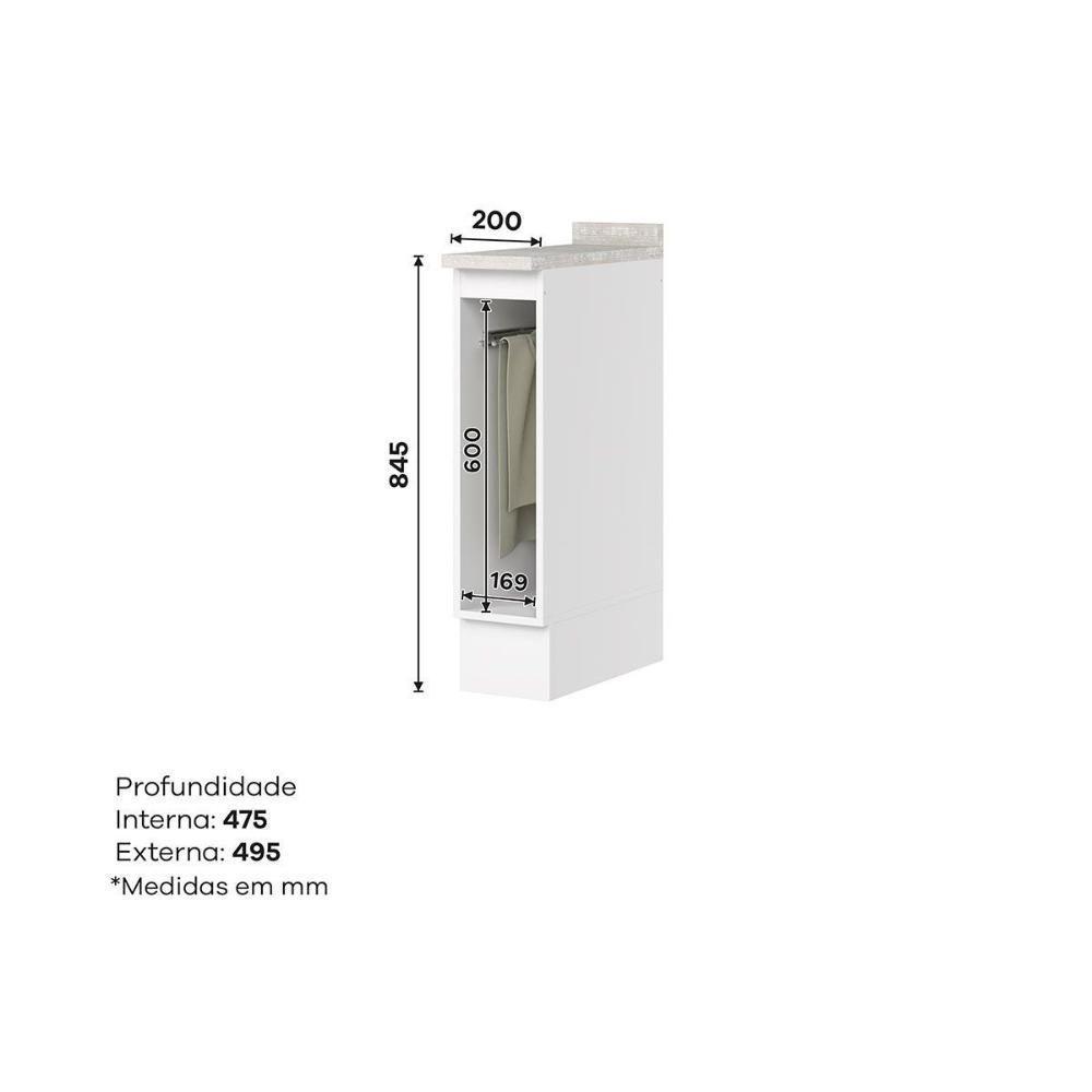 Bancada Ilha Cozinha Gourmet Americana c/ 2 Portas e 3 Gavetas 145cm Cinza - Henn - 9