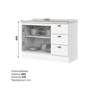Bancada Ilha Cozinha Gourmet Americana c/ 2 Portas e 3 Gavetas 145cm Cinza - Henn - 6