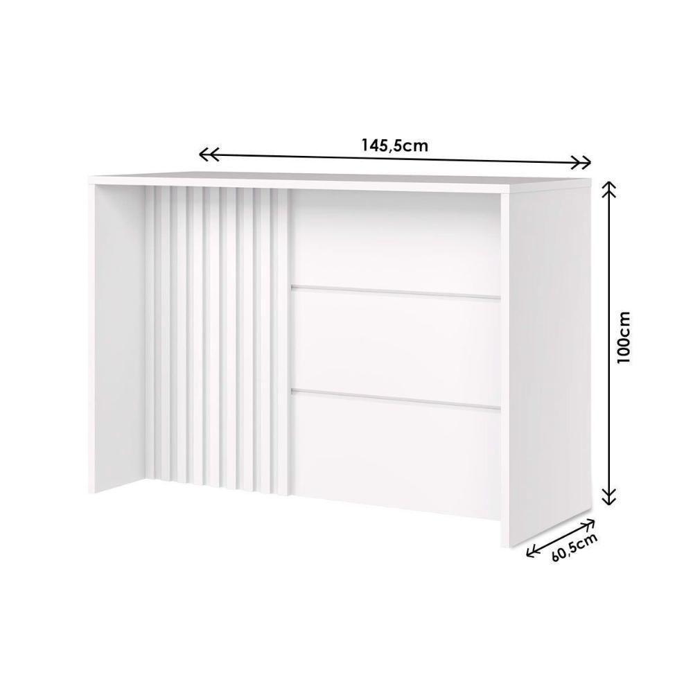 Bancada Ilha Cozinha Gourmet Americana c/ 3 Portas 145cm Branco - Henn - 3