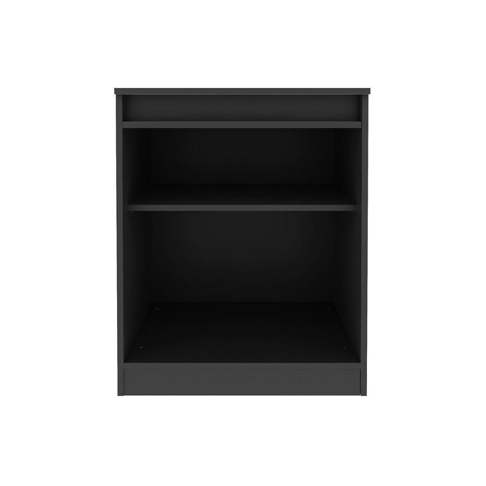 Balcão de Escritório ME4149 c/ 2 Portas c/ Chave Amêndoa/Preto - Tecno Mobili - 2