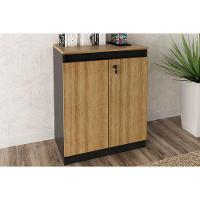 Balcão de Escritório ME4149 c/ 2 Portas c/ Chave Amêndoa/Preto - Tecno Mobili - 8