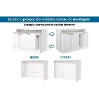Bancada Ilha Cozinha Gourmet Americana c/ 3 Portas 145cm Cinza - Henn - 7