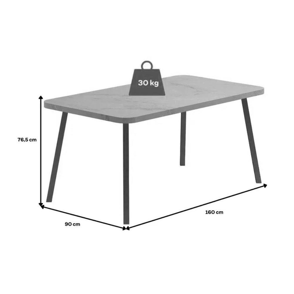 Mesa de Sala Jantar Stellar 1597 Aço c/Tampo Madeirado 160x90cm Petra/Rose - Carraro - 3