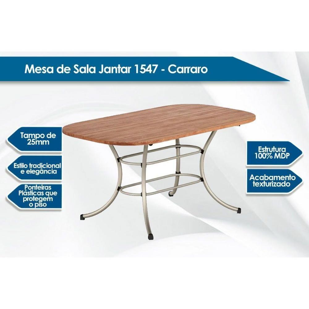 Mesa de Sala Jantar 1547 Aço c/Tampo Madeirado 160x90cm Freijo c/ Rose - Carraro - 9