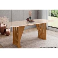 Mesa de Sala Jantar Adriana SC82 c/Tampo Madeirado Vidro Curvo 180x90cm Nature/Off White - Henn - 2