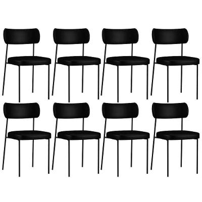 Kit 08 Cadeiras Estofadas Melina L02 Couríssimo Preto