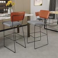 Kit 02 Banquetas Altas Camel Linho Cinza - 8