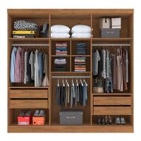 Guarda Roupa Casal 6 Portas 4 Gavetas Com Espelhos E Pés Chicago Atualle Canelato Rústico Com Natura Off White - 2