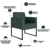 Poltrona Para Sala E Recepção Base Fixa De Metal Helô Verde Musgo - 7