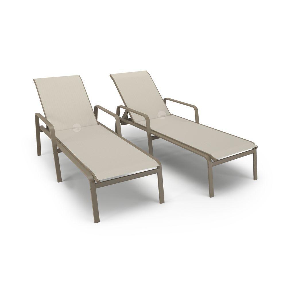 Kit 2 Espreguiçadeiras Piscina Alumínio Fendi Tela Bege - 1