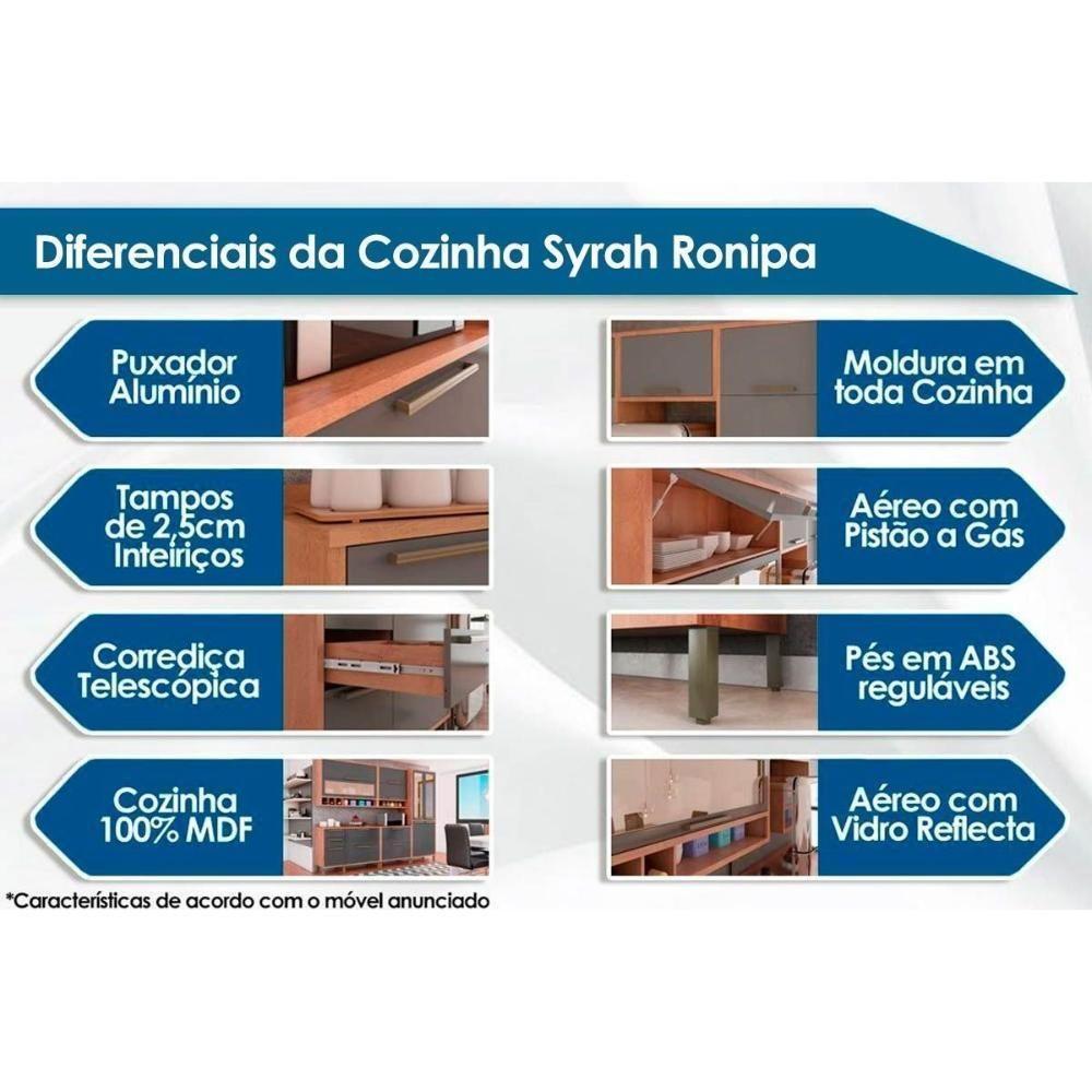 Balcão De Cozinha Syrah 2 Portas E 3 Gavetas C/ Tampo 120cm Amendoa/off White - Ronipa - 5