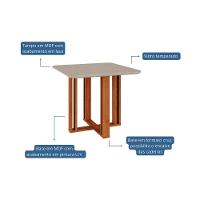 Mesa de Sala Jantar Flora c/Tampo Madeirado Vidro 95x95cm Cinamomo/Off White - Cimol - 3