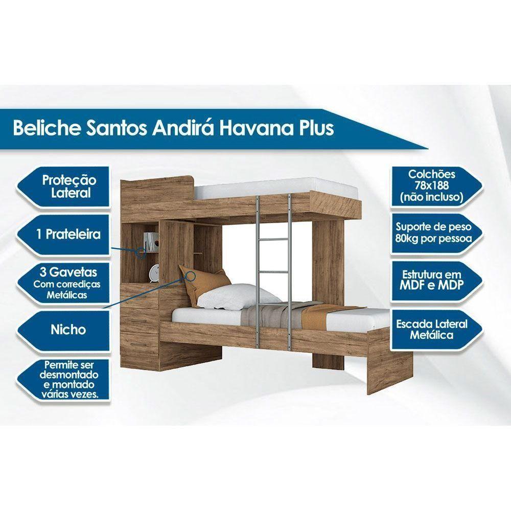 Beliche Multifuncional Havana Plus c/ 3 Gavetas Atacama-Jatobá - Santos Andirá - 3